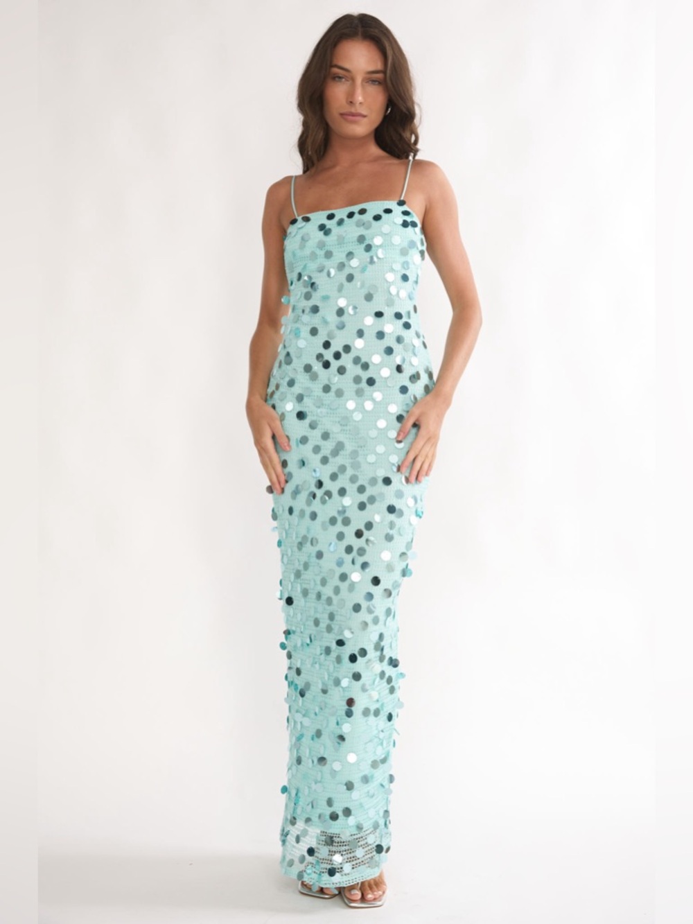 Summer Socialite Blue Sequin Embellished Maxi Dress - Picture 4 of 10